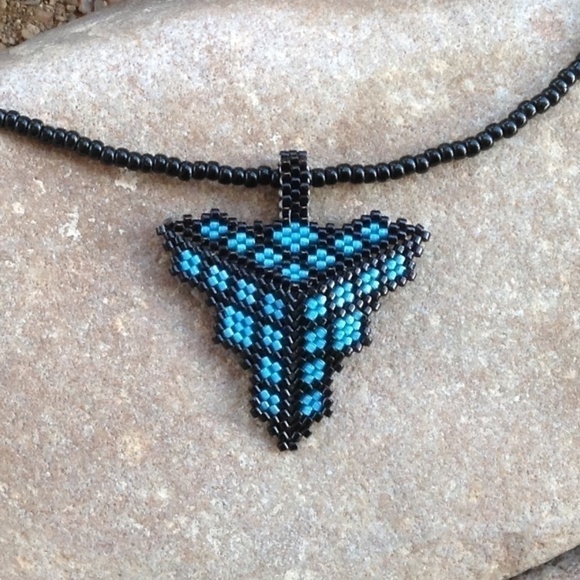 BLACK and Blue Triangle Choker, New, Handmade by Me - Picture 1 of 3